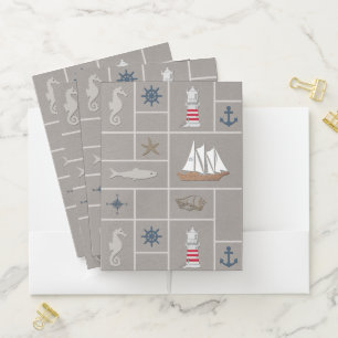 Nautical themed illustration pocket folder