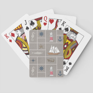 Nautical themed illustration poker cards