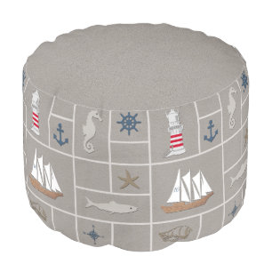 Nautical themed illustration pouf