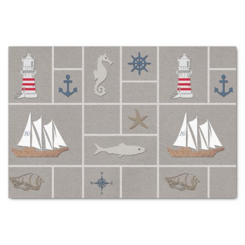 Nautical themed illustration tissue paper