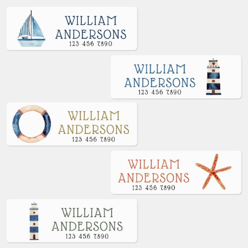  Nautical Themed  Kids Labels