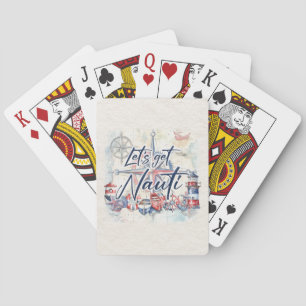 Nautical Themed "Let's Get Nauti" Coastal Beach Poker Cards