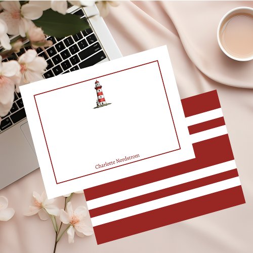 Nautical Themed Light House Name Personalized  Note Card