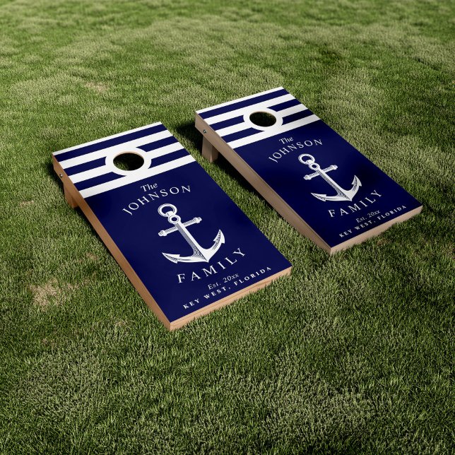 Nautical Themed Navy Family Cornhole Set (Creator Uploaded)