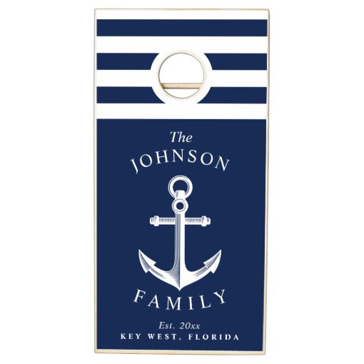 Nautical Themed Navy Family Cornhole Set | Zazzle