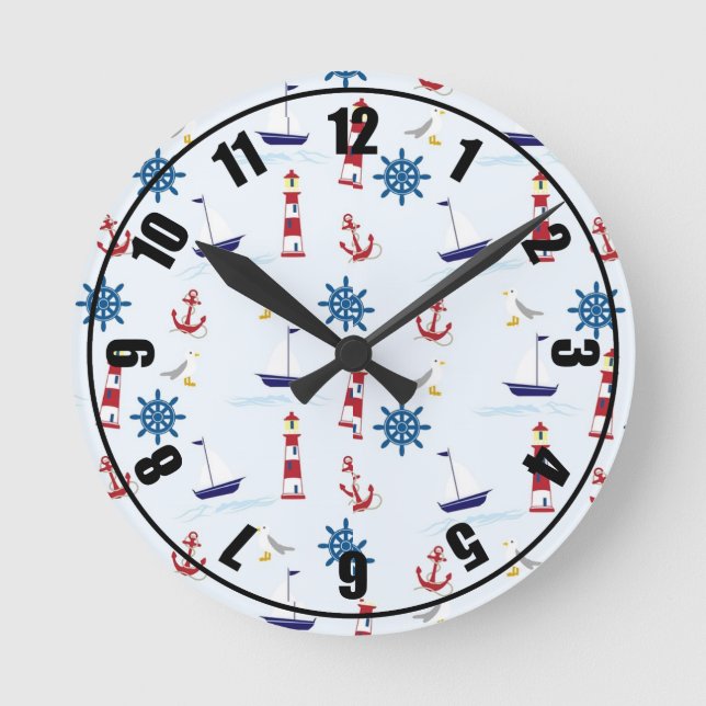 Nautical Themed Round Clock (Front)