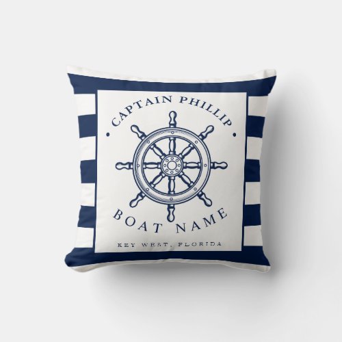 Nautical Themed Sailboat Captain Throw Pillow