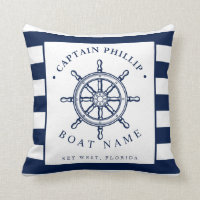 Nautical Themed Sailboat Captain Throw Pillow