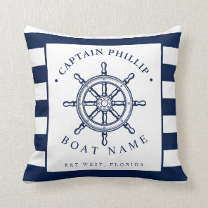 Nautical Themed Sailboat Captain Throw Pillow