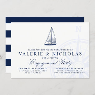 Nautical Themed Sailboat Engagement Party Invitation