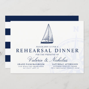 Nautical Themed Sailboat Rehearsal Dinner Invitation