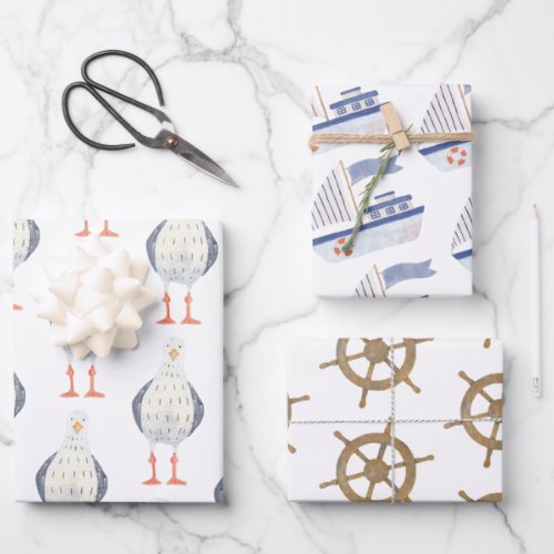 Nautical Themed Sailboat Wrapping Paper Sheets