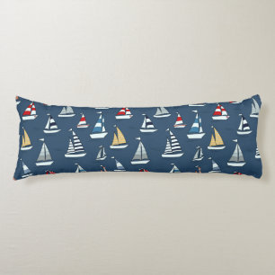 Nautical Themed, Sailboats on Blue Body Pillow