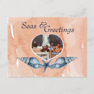 Nautical-themed Seas & Greetings Holiday Postcard