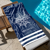 Nautical Themed Ship Wheel Beach Towel