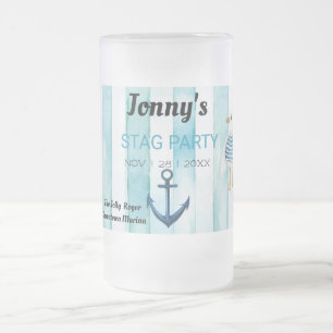 Nautical themed Stag Bachelor Party  Frosted Glass Beer Mug