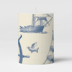 Nautical-Themed Sweater with Marine Details Pillar Candle