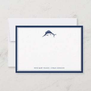 Nautical Themed Swordfish Custom Office NoteCard
