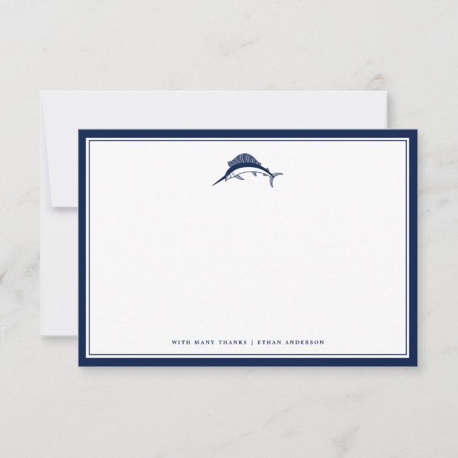 Nautical Themed | Swordfish Custom Office NoteCard (Front)