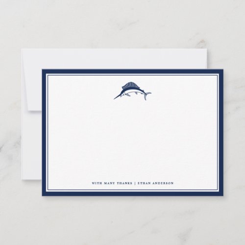 Nautical Themed  Swordfish Custom Office NoteCard