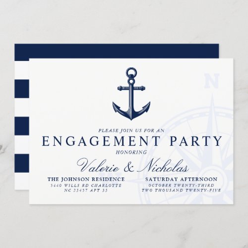 Nautical Themed  Vintage Anchor Engagement Party Invitation