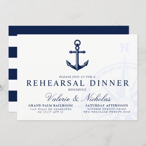 Nautical Themed  Vintage Anchor Rehearsal Dinner Invitation