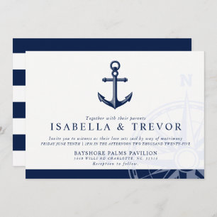 Nautical Themed   Vintage Anchor Wedding Invitation