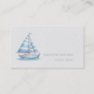 Nautical Themed Watercolor Sailboat Business Card