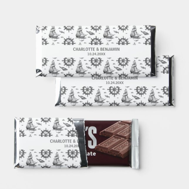 Nautical Themed Wedding Hershey Bar Favors (Front)