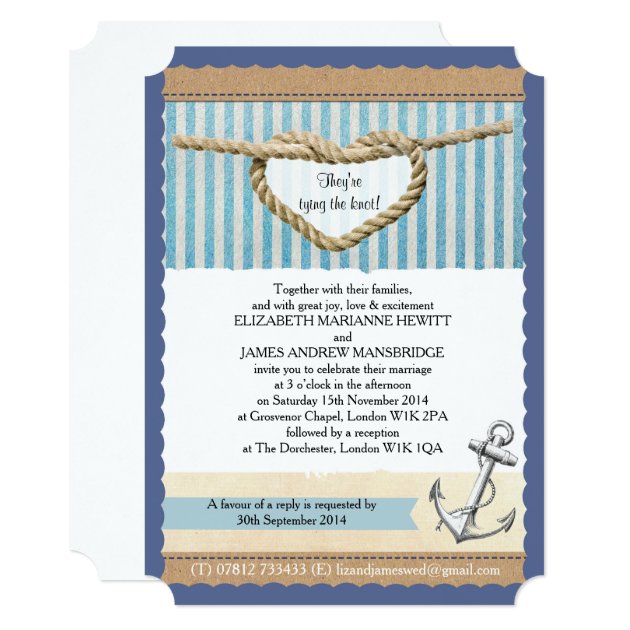 Nautical Themed Wedding Invitation