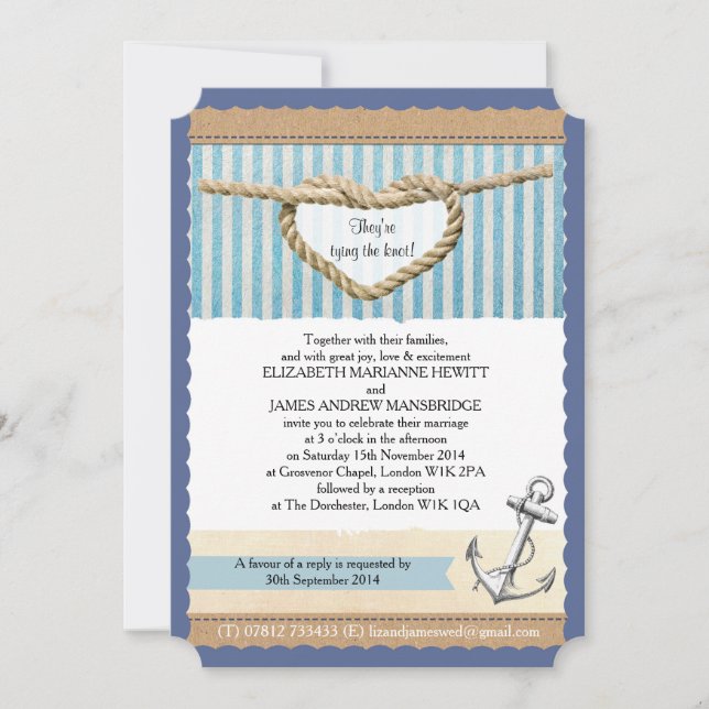Nautical Themed Wedding Invitation (Front)
