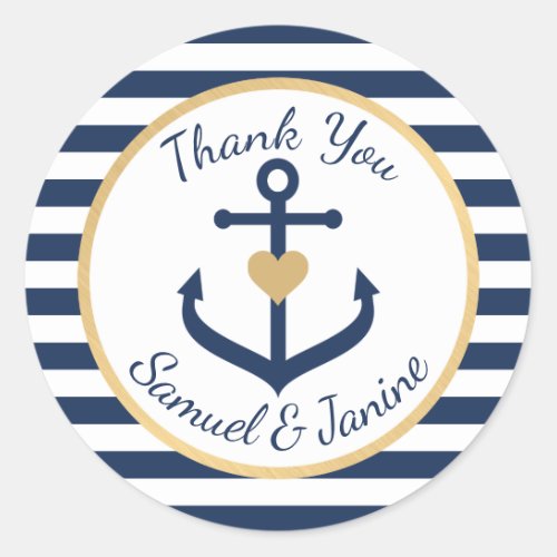 Nautical themed Wedding Thank You Stickers