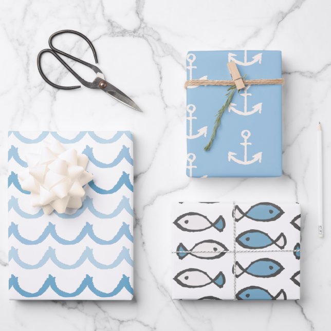 Nautical themes  wrapping paper sheets (Front)