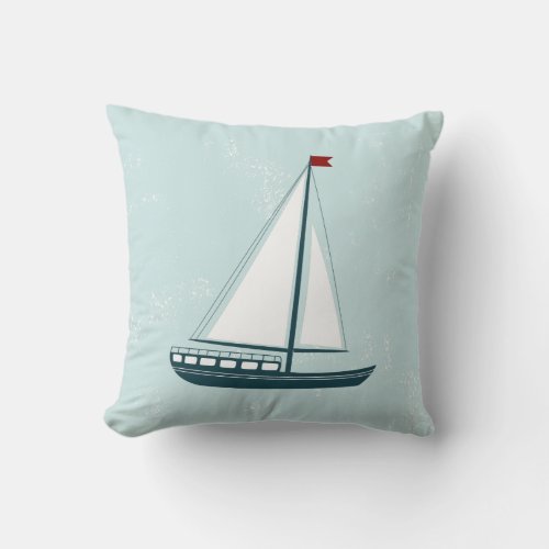 Nautical Throw Pillow with Sail Boat