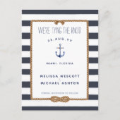 Nautical Tie the Knot Navy Blue Save the Date Announcement Postcard (Front)
