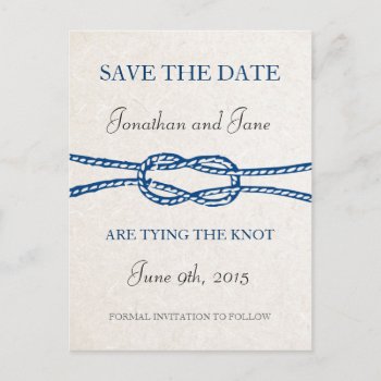 Nautical Tie The Knot Wedding Save The Date (gray) Announcement Postcard by loveisthething at Zazzle