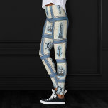 Nautical Tiles | Blue Lighthouse Anchor Ship Wheel Leggings<br><div class="desc">Dusty slate blue and navy blue grunge nautical abstract under the sea shapes and pictographs featuring a tiled assortment of ocean symbols and sea creature illustrations. This watercolor and mixed medium gradient adds the perfect pop of color and personal style. #abstractart For other colors or matching products, visit JustFharryn @...</div>