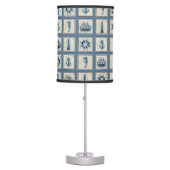Nautical Tiles | Blue Lighthouse Anchor Ship Wheel Table Lamp (Front)