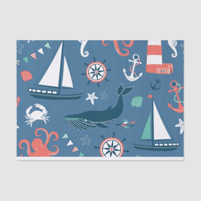Nautical Tissue Wrapping Tissue Paper (Front)