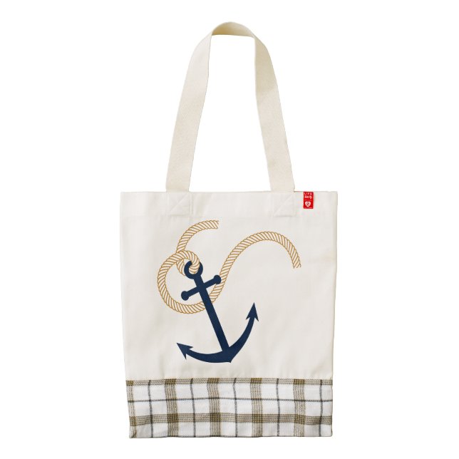 NAUTICAL TOTE BAG WITH ROPE AND ANCHOR (Back)