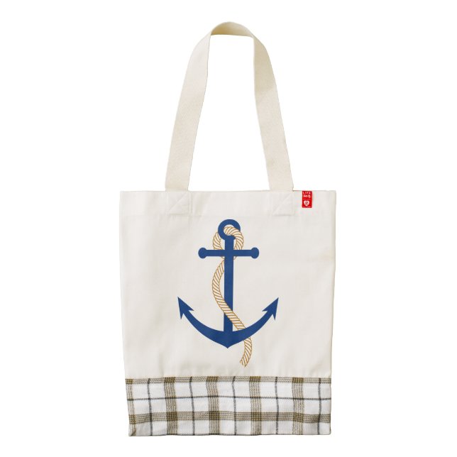 Nautical Tote Bag with Rope and Anchor (Back)