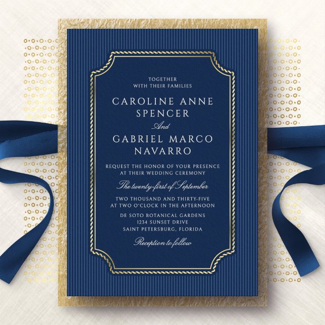 Nautical Traditional Wedding Invitation Foil Invitation (Creator Uploaded)