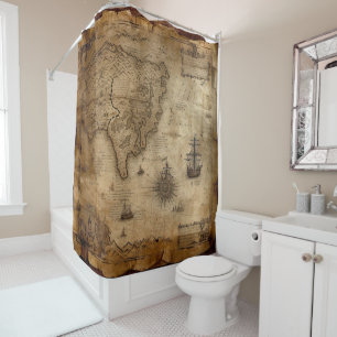 Nautical Treasure Map Shower Curtain
