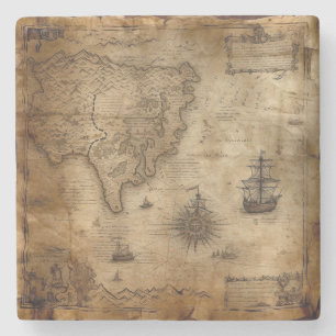 Nautical Treasure Map Stone Coaster