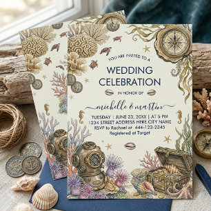 Nautical Treasure Ocean Under the Sea Wedding Invitation