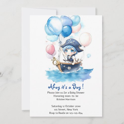 Nautical Treasures Await Boy Baby Shower Invitation