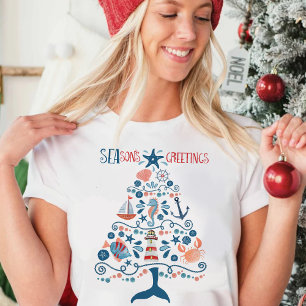 Nautical Tree Beachy Coastal Christmas T-Shirt