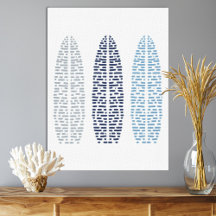 Nautical Trio of Line Art Surfboards