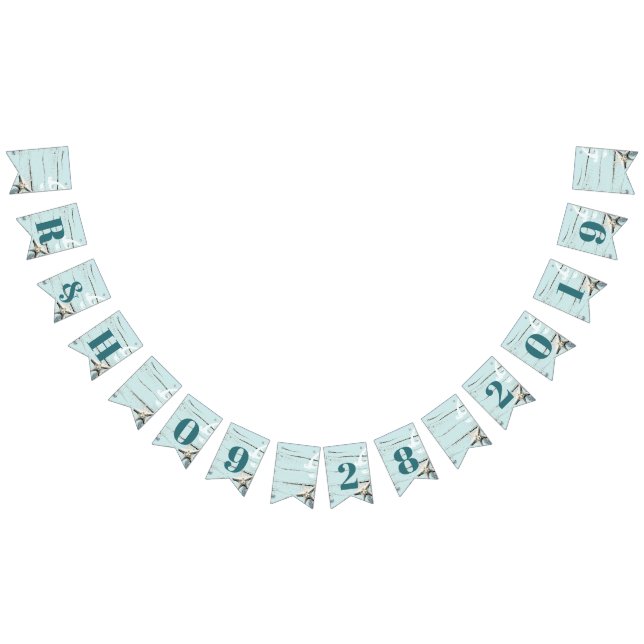 nautical tropical aqua blue seashell beach wedding bunting flags (All)