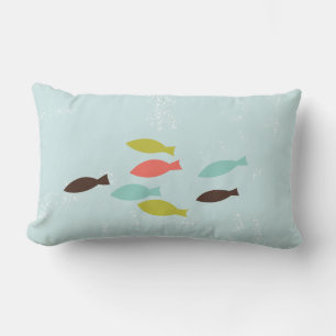 Nautical Tropical Beach throw Pillow with Fish